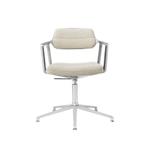 Vipp 453 Swivel+ Svingstol med Gulvglidere Aluminium/ Bølget Off White/ Lysegrå
