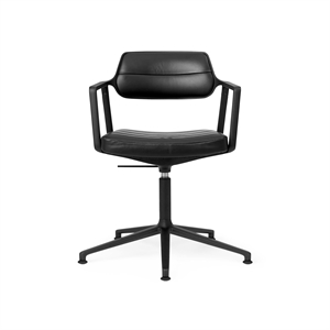 Vipp 453 Swivel+ Svingstol med Gulvglidere Sort/ Sort Skinn
