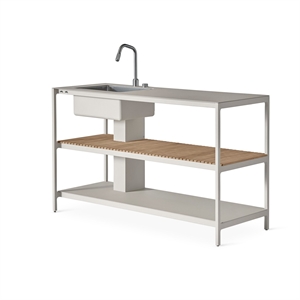 Vipp 742 Åpen Kjøkkenmodul Stor med Vask Aluminium/teak