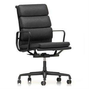 Vitra Soft Pad EA 219 Kontorstol med Svingbar og Høy Rygg, Svart