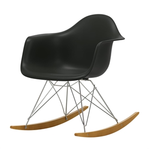 Vitra Eames Plastic RAR Lenestol Sort Svart/Gyllen Lønn