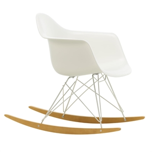 Vitra Eames Plastic RAR Lenestol Hvit/Gullen Lønn